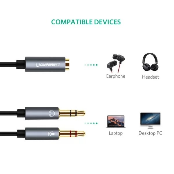 Ugreen 3.5Mm f/m To 2 Male Audio Cable - Image 3