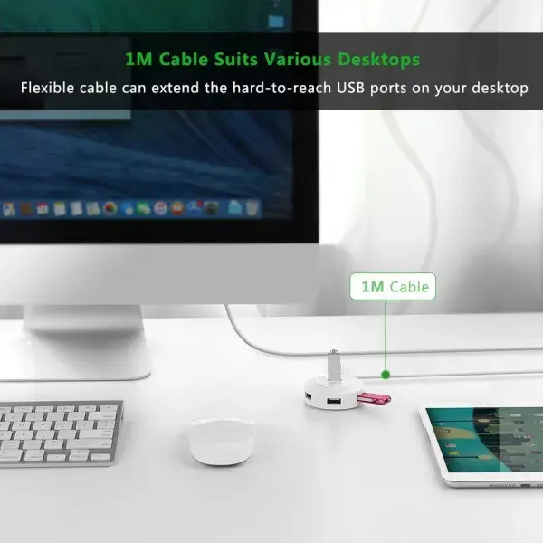 Ugreen USB 2.0 Hub 4 Ports 1m (White) - Image 2