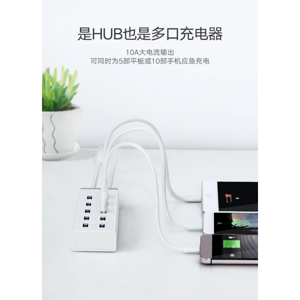 Ugreen USB 3.0 Charging Hub 10 Port (White) - Image 3