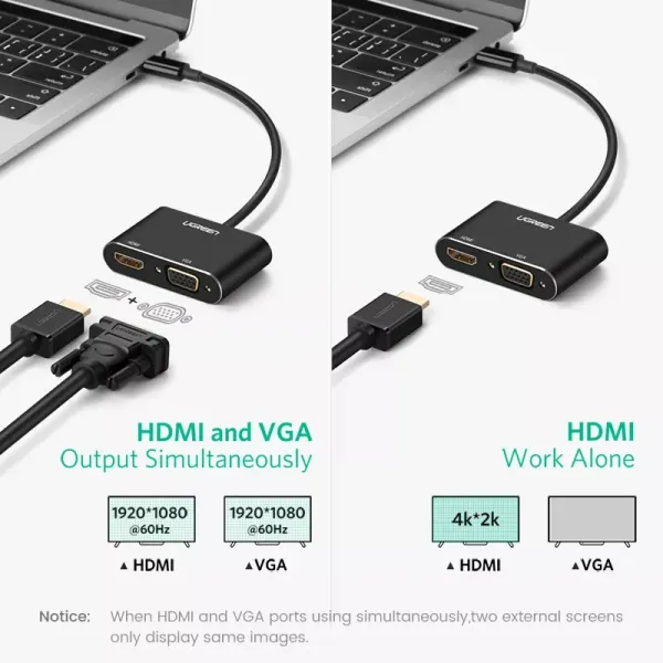 Ugreen USB-C To HDMI With VGA Converter With PD - Image 2