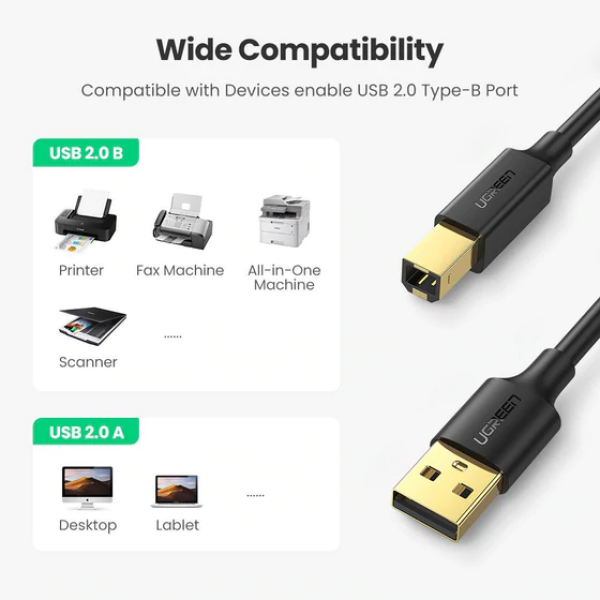 Ugreen USB Printer Cable (3m) - Image 3