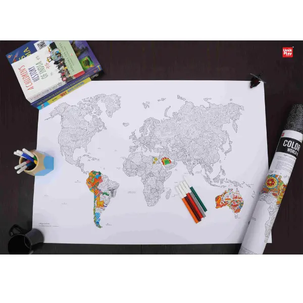 Unik Play Coloring Poster World Map - Image 4
