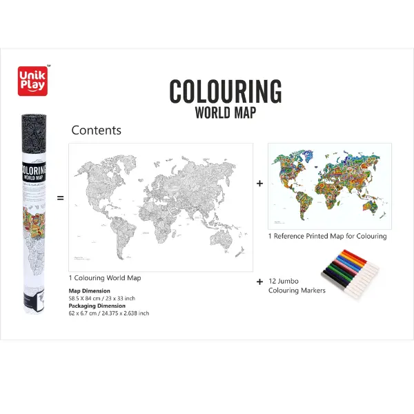 Unik Play Coloring Poster World Map - Image 2