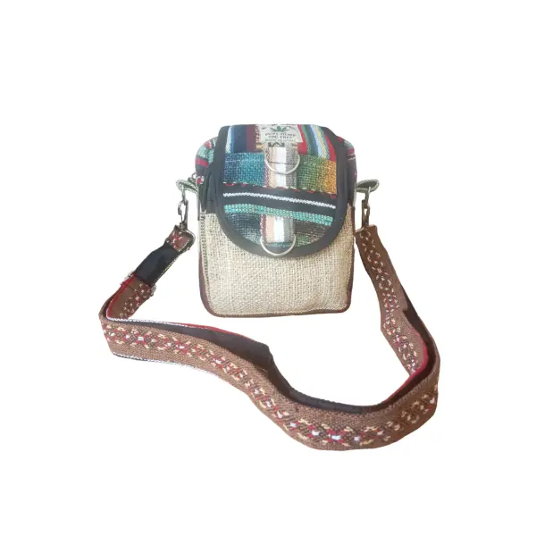 Unisex Hemp & Cotton Mix Side Bag for Sustainable Fashion - Image 3