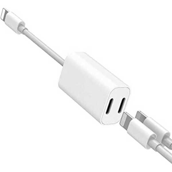 Universal 2-in-1 Lightning to USB Audio Splitter Adapter for Mobile Devices, White - Image 3