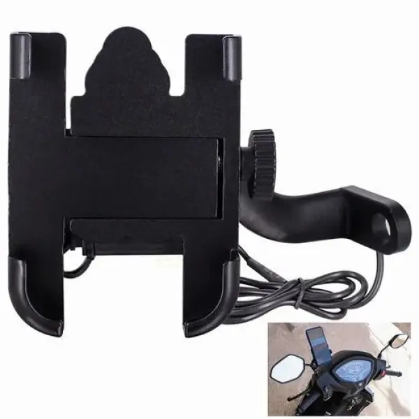 Universal Bike Mobile Holder Full Metal Body Phone Holder with charging port - Image 4