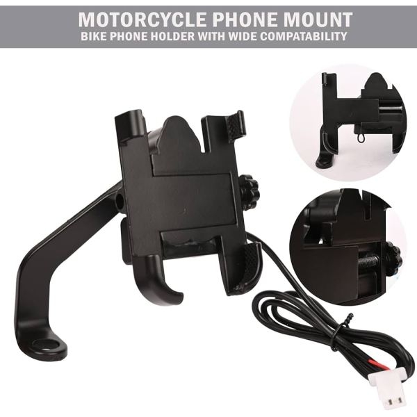 Universal Scooty Mobile Holder Full Metal Body Phone Holder with charging port - Image 2