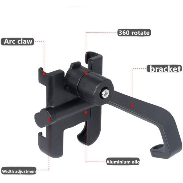 Universal Scooty Mobile Holder Full Metal Body Phone Holder with charging port - Image 3