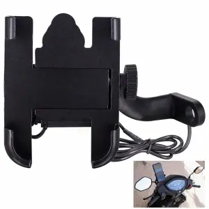 Universal Scooty Mobile Holder Full Metal Body Phone Holder with charging port