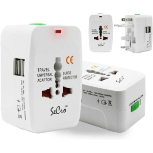 Universal Travel Ac Adaptor (Type G Electrical Outlet) with 2 USB Charging Slot