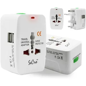 Universal Travel Ac Adaptor (Type G Electrical Outlet) with 2 USB Charging Slot