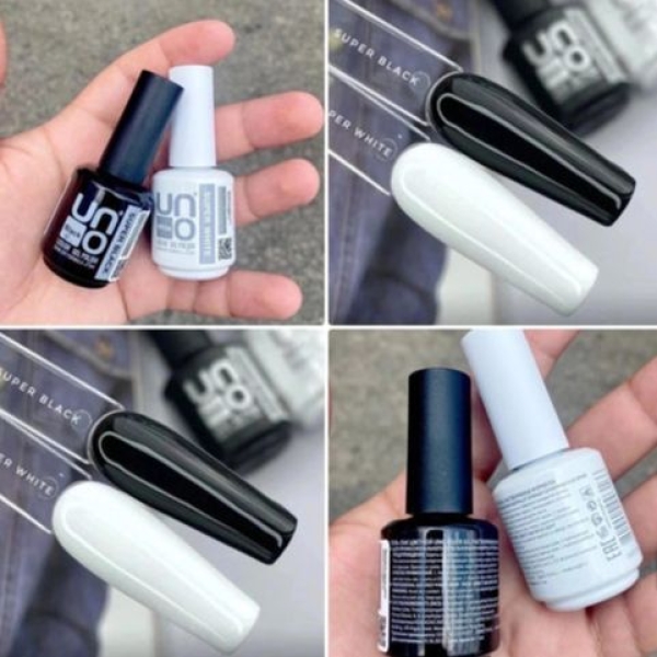 UNO Professional Gel Polish Super White & Black Gel Nail Polish Nail Art Nail Salon & DIY Beauty Tool 15ml - Image 4