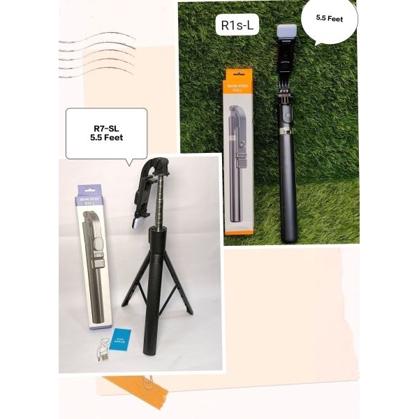 UpTo 6 Feet Long - R1S-L / R7S-L With Light Selfie Stick Phone Tripod Bluetooth Remote Extendable Monopod - Image 3