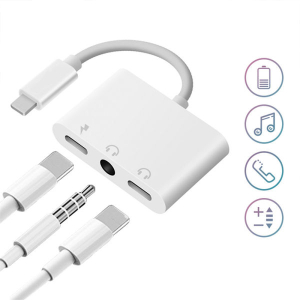 USB C Headphone Adapter, 60W Fast Charging, Dual Type-C Splitter Audio Converter
