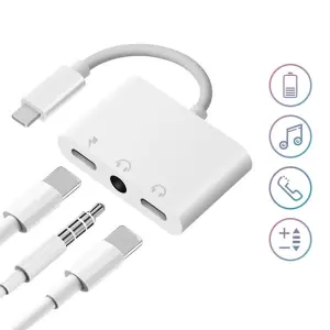 USB C Headphone Adapter, 60W Fast Charging, Dual Type-C Splitter Audio Converter