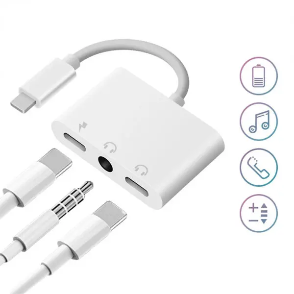 USB C Headphone Adapter, 60W Fast Charging, Dual Type-C Splitter Audio Converter