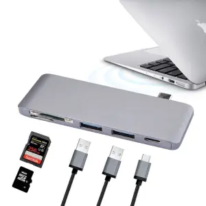 USB C Hub Adapter, 5 in 1 USB C Adapter, with PD Charging, SD and Micro SD Card Reader, USB 3.0 Port, USB2.0 Port