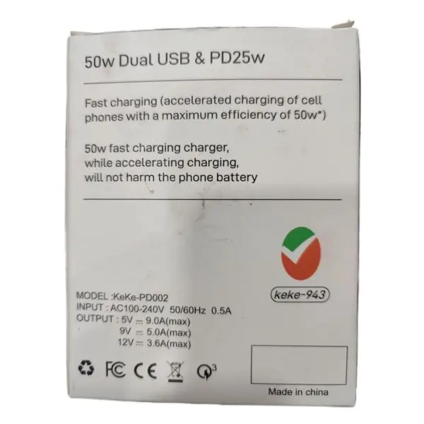 USB Charger 50W Dual USB PD 25W Type C Round-Pin Fast Charging Power Adapter - Image 3
