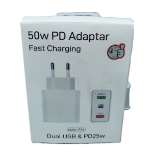 USB Charger 50W Dual USB PD 25W Type C Round-Pin Fast Charging Power Adapter