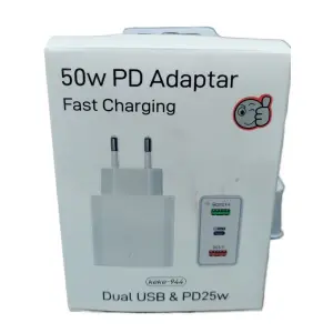 USB Charger 50W Dual USB PD 25W Type C Round-Pin Fast Charging Power Adapter