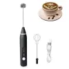 USB Rechargeable Milk Frother Handheld Multi - functional Electric Foam Maker With 2 Stainless Whisks