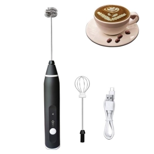 USB Rechargeable Milk Frother Handheld Multi - functional Electric Foam Maker With 2 Stainless Whisks
