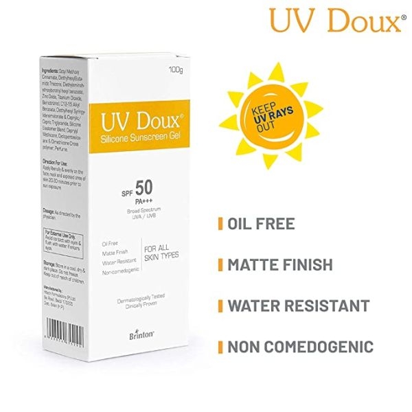 UV Doux Silicone Sunscreen Gel SPF 50 pa+++ UVA/UVB With Broad Spectrum, Water Resistant 100 g - Image 3