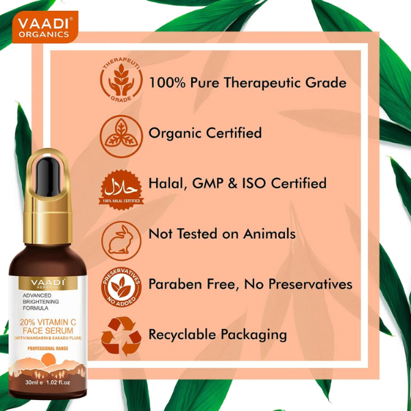 VAADI 20% Vitamin C Face Serum With Advanced Brightening Formula (30 ml) - Image 4