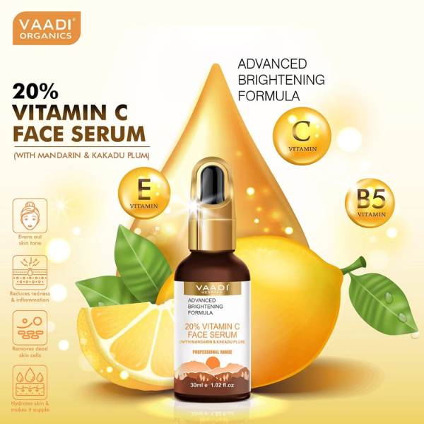 VAADI 20% Vitamin C Face Serum With Advanced Brightening Formula (30 ml) - Image 2
