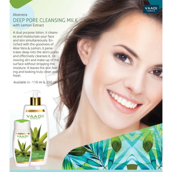 VAADI Aloevera Deep Pore Cleansing Milk with Lemon Extract (Pack of 3)
