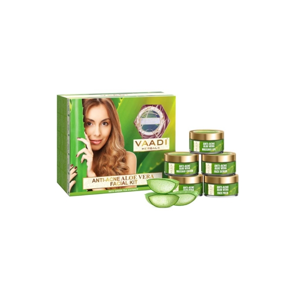 VAADI Anti-Acne Aloe Vera Facial Kit With Green Tea Extract (270gms) - Image 2