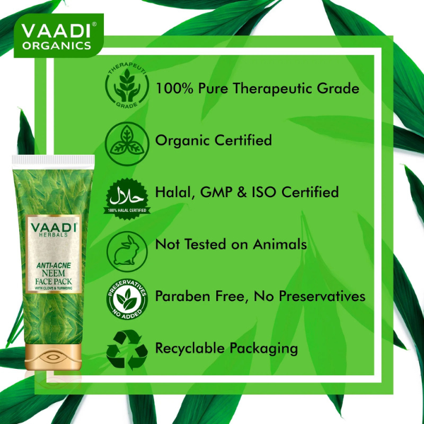 VAADI Anti-Acne Neem Face Pack with Clove & Turmeric (120gm each) (Pack of 2) - Image 3