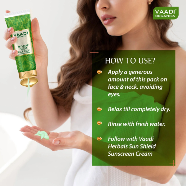 VAADI Anti-Acne Neem Face Pack with Clove & Turmeric (120gm each) (Pack of 2) - Image 4