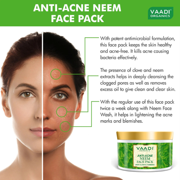 VAADI Anti Acne Neem Face Pack With Clove And Turmeric (600 gm) - Image 3
