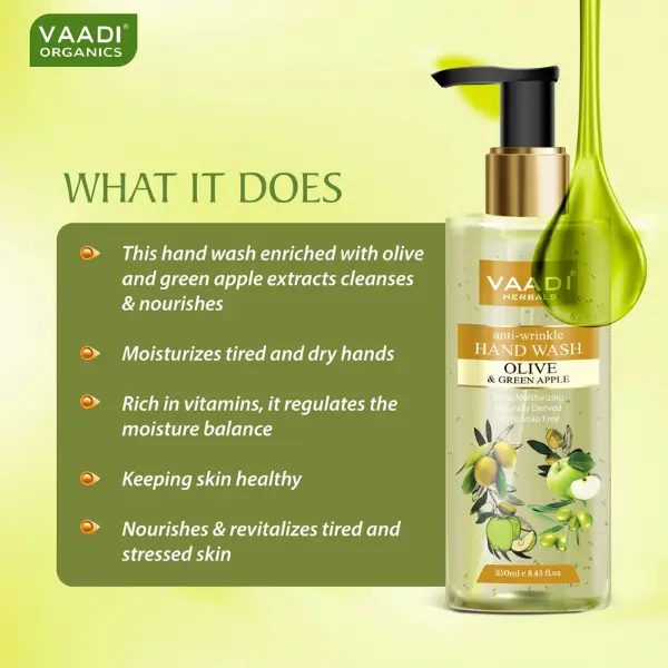 VAADI Anti-Wrinkle Olive and Green Apple Hand Wash (Pack of 3) - Image 2