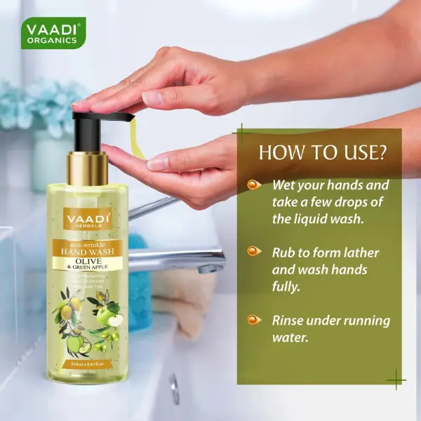 VAADI Anti-Wrinkle Olive and Green Apple Hand Wash (Pack of 3) - Image 6
