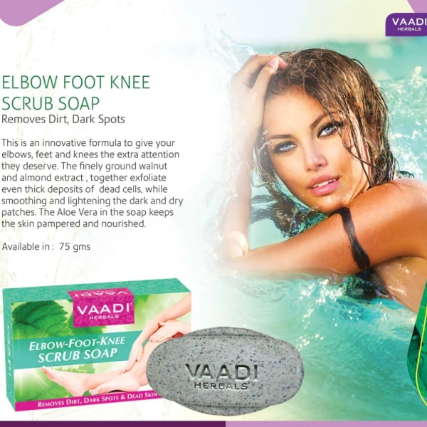 VAADI Elbow-Foot-Knee Scrub Soap with Almond & Walnut Scrub (Pack of 3) - Image 3