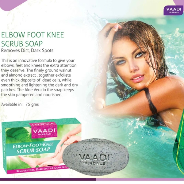 VAADI Elbow-Foot-Knee Scrub Soap with Almond and Walnut Scrub - Image 3