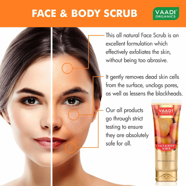VAADI Face & Body Scrub with Walnut & Apricot (110gm) (Pack of 2) - Image 5