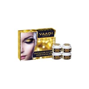 VAADI Gold Facial Kit - 24 Carat Gold Leaves, Marigold & Wheatgerm Oil, Lemon Peel Extract (70gms)