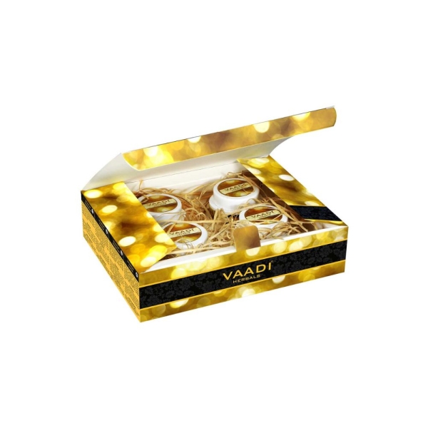 VAADI Gold Facial Kit - 24 Carat Gold Leaves, Marigold & Wheatgerm Oil, Lemon Peel Extract (70gms) - Image 3