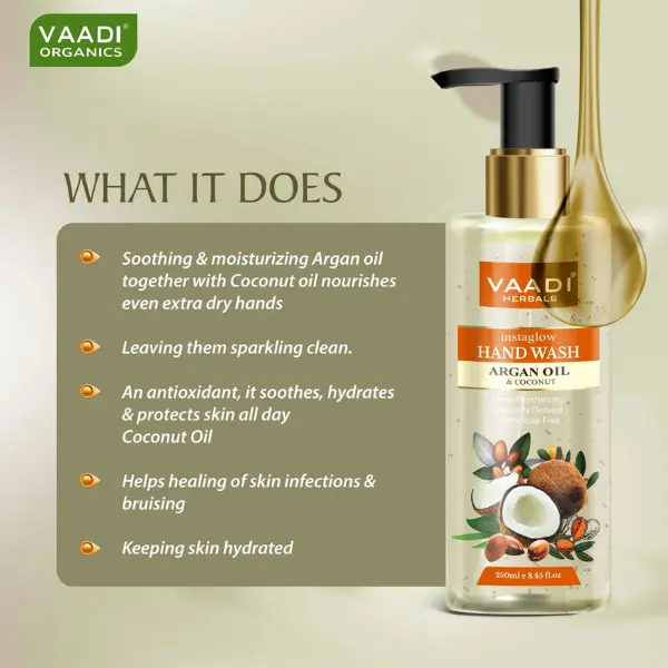 VAADI Instaglow Argan Oil & Coconut Hand Wash (Pack of 2) - Image 2