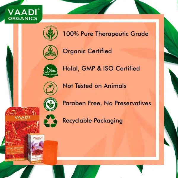 VAADI Kesar Chandan Facial Bar with Extract Orange Peel (25 gm) - Image 5