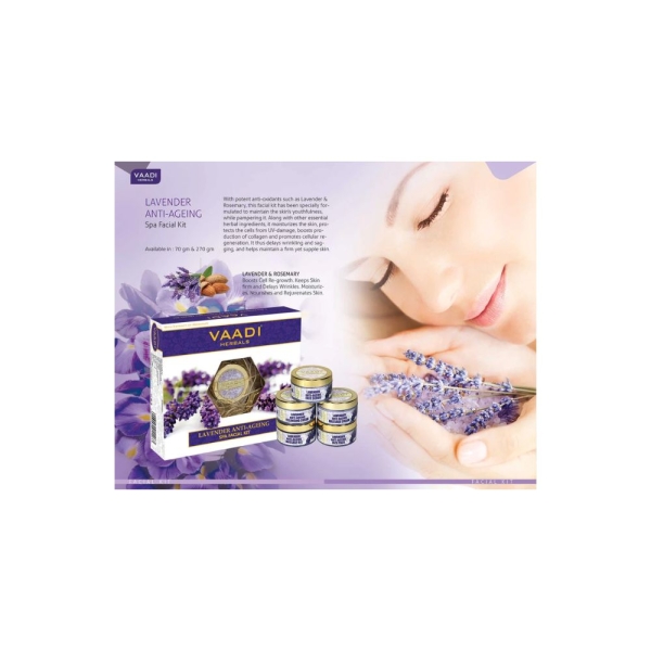 VAADI Lavender Anti-Ageing SPA Facial Kit With Rosemary Extract (270gms) - Image 4
