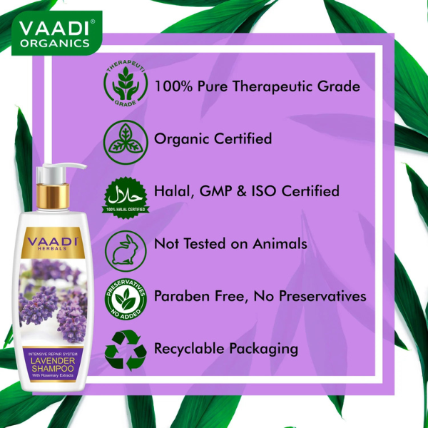 VAADI Lavender Shampoo with Rosemary Extract-Intensive Repair System [350 ml] - Image 2