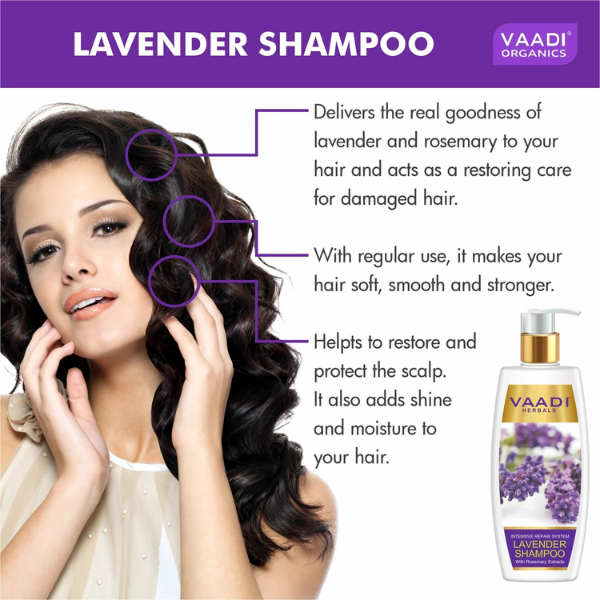 VAADI Lavender Shampoo with Rosemary Extract-Intensive Repair System [350 ml] - Image 6