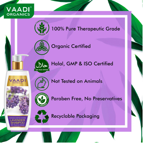 VAADI Lavender Shampoo with Rosemary Extract-Intensive Repair System (Pack of 2)[350 ml each] - Image 4