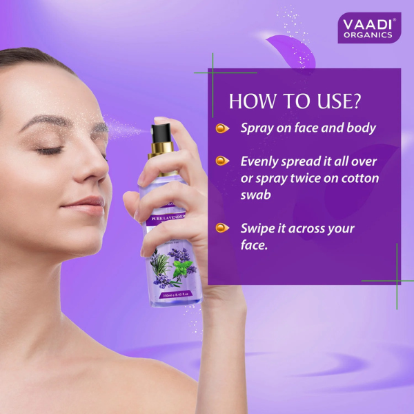 VAADI Lavender Water 100% Natural & Pure Skin Toner (250 ml) - Image 2