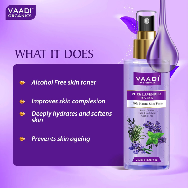VAADI Lavender Water 100% Natural & Pure Skin Toner (250 ml) - Image 5