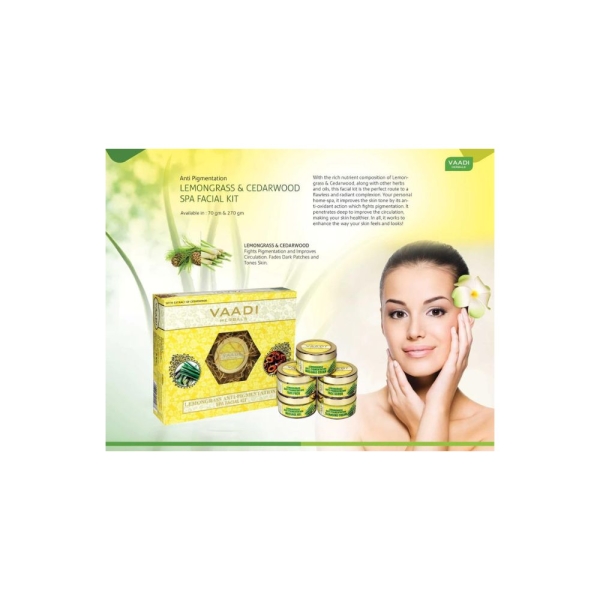 VAADI Lemongrass Anti-Pigmentation SPA Facial Kit With Cedarwood Extract (270 gms) - Image 4